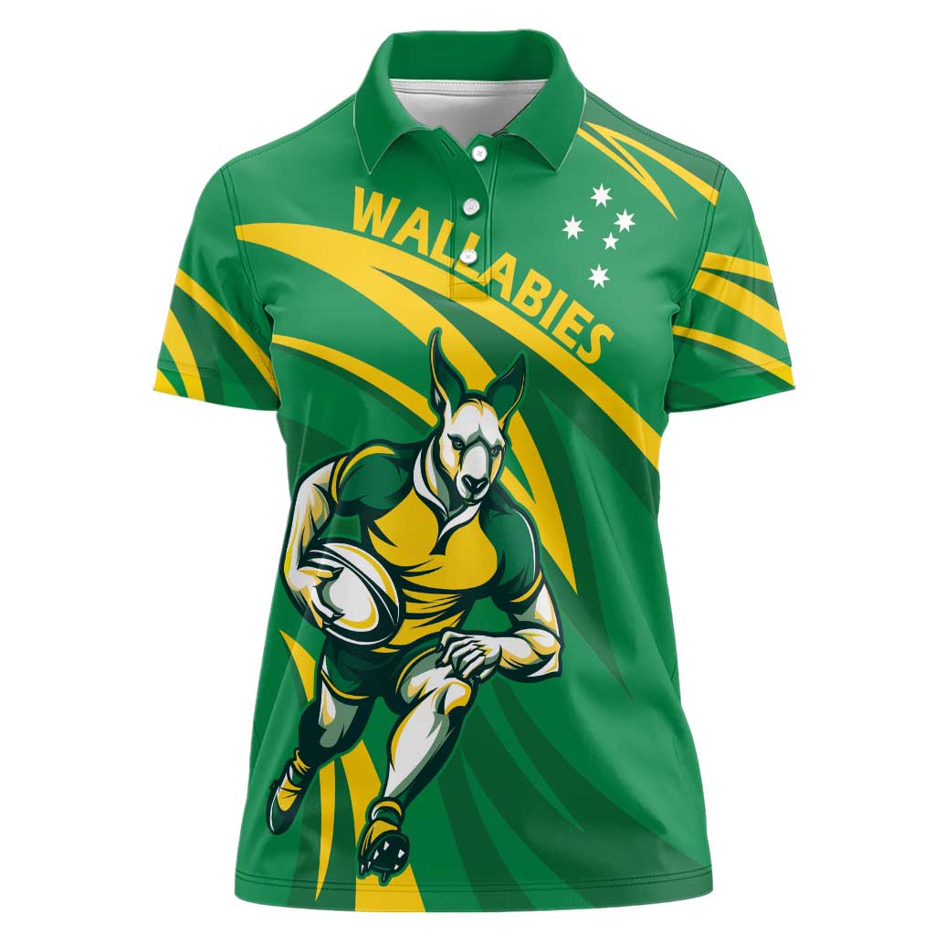 Personalized Australia Rugby Champion Women Polo Shirt Wallabies Mascot with Sporty Style - Wonder Print Shop