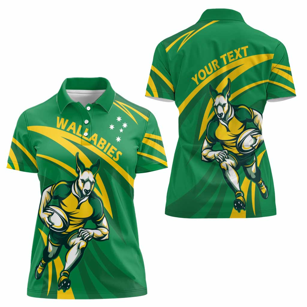 Personalized Australia Rugby Champion Women Polo Shirt Wallabies Mascot with Sporty Style - Wonder Print Shop