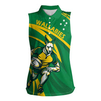 Personalized Australia Rugby Champion Women Sleeveless Polo Shirt Wallabies Mascot with Sporty Style - Wonder Print Shop