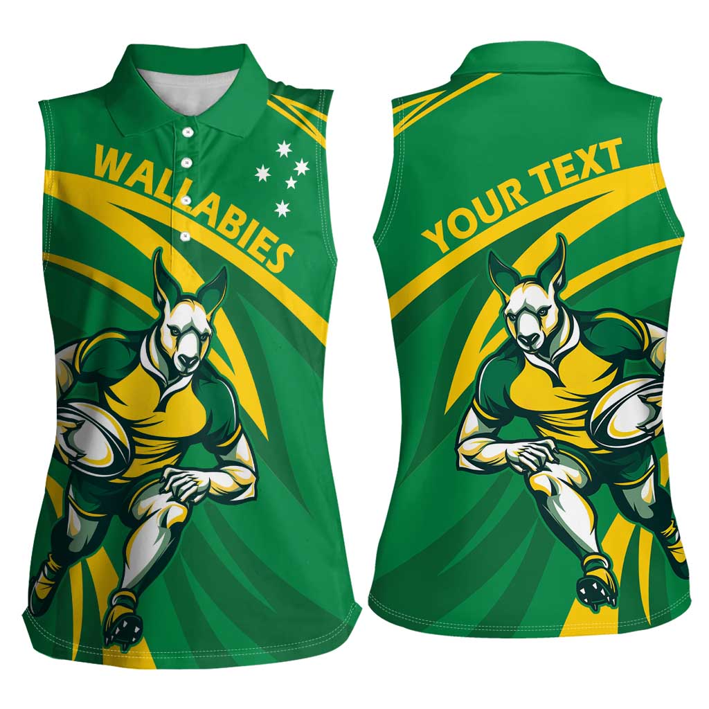 Personalized Australia Rugby Champion Women Sleeveless Polo Shirt Wallabies Mascot with Sporty Style - Wonder Print Shop