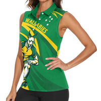Personalized Australia Rugby Champion Women Sleeveless Polo Shirt Wallabies Mascot with Sporty Style - Wonder Print Shop