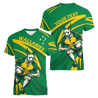 Personalized Australia Rugby Champion Women V-Neck T-Shirt Wallabies Mascot with Sporty Style - Wonder Print Shop