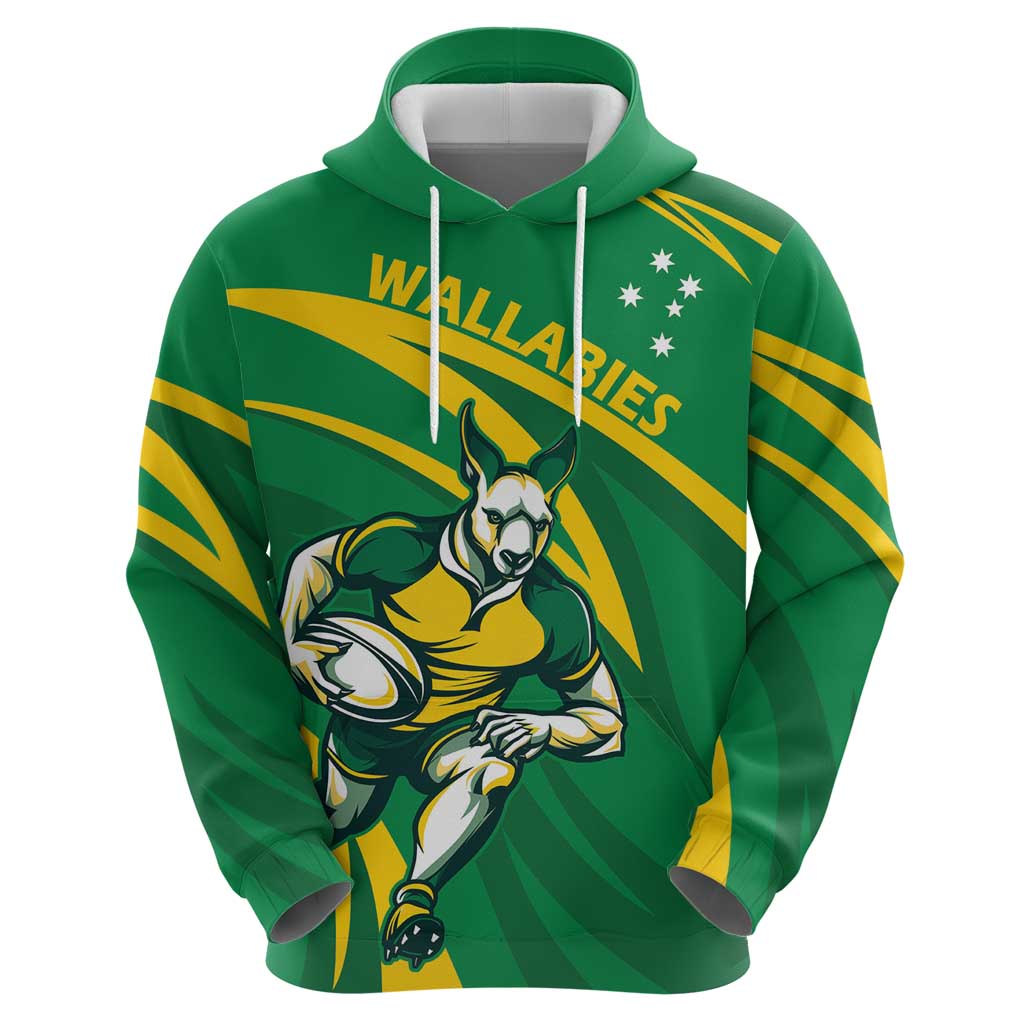 Personalized Australia Rugby Champion Zip Hoodie Wallabies Mascot with Sporty Style - Wonder Print Shop