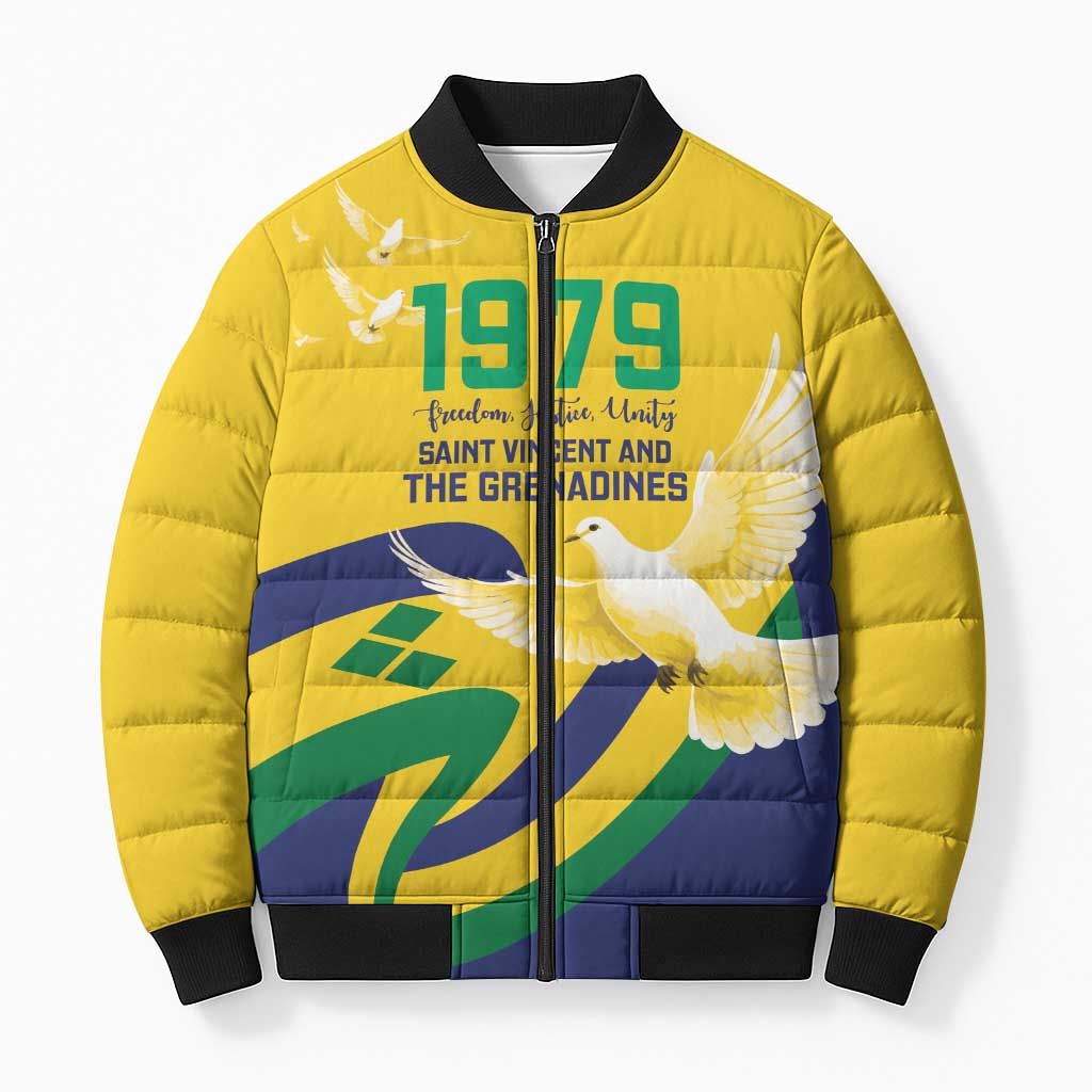 Saint Vincent and the Grenadines Bomber Puffer Jacket Gratitude to the Land Pride Since 1979 - Wonder Print Shop