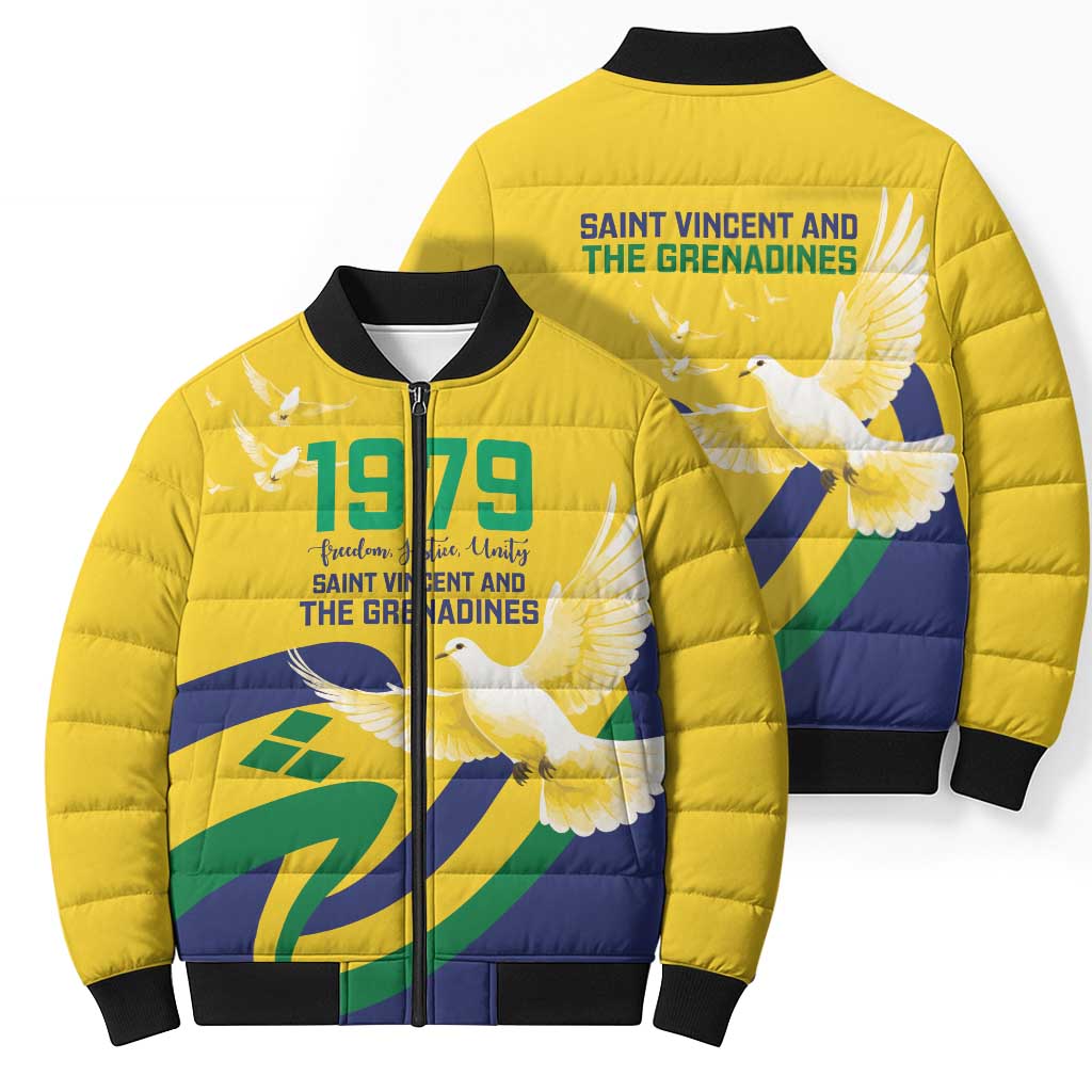 Saint Vincent and the Grenadines Bomber Puffer Jacket Gratitude to the Land Pride Since 1979 - Wonder Print Shop