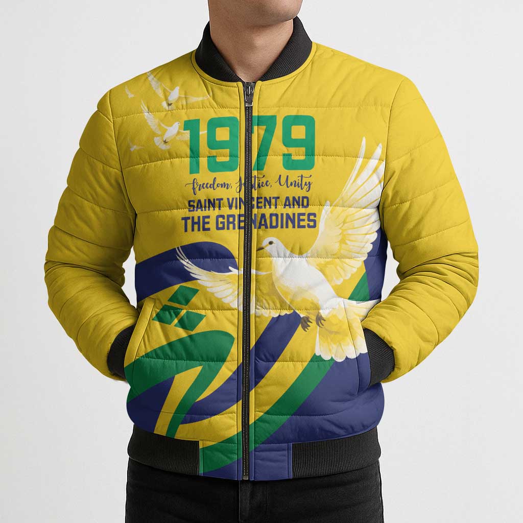 Saint Vincent and the Grenadines Bomber Puffer Jacket Gratitude to the Land Pride Since 1979 - Wonder Print Shop