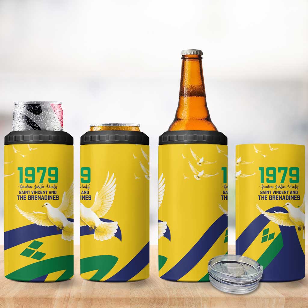 Saint Vincent and the Grenadines 4 in 1 Can Cooler Tumbler Gratitude to the Land Pride Since 1979 - Wonder Print Shop