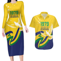 Saint Vincent and the Grenadines Couples Matching Long Sleeve Bodycon Dress and Hawaiian Shirt Gratitude to the Land Pride Since 1979 - Wonder Print Shop