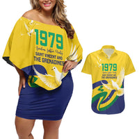 Saint Vincent and the Grenadines Couples Matching Off Shoulder Short Dress and Hawaiian Shirt Gratitude to the Land Pride Since 1979 - Wonder Print Shop