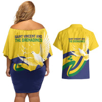 Saint Vincent and the Grenadines Couples Matching Off Shoulder Short Dress and Hawaiian Shirt Gratitude to the Land Pride Since 1979 - Wonder Print Shop