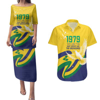 Saint Vincent and the Grenadines Couples Matching Puletasi and Hawaiian Shirt Gratitude to the Land Pride Since 1979 - Wonder Print Shop