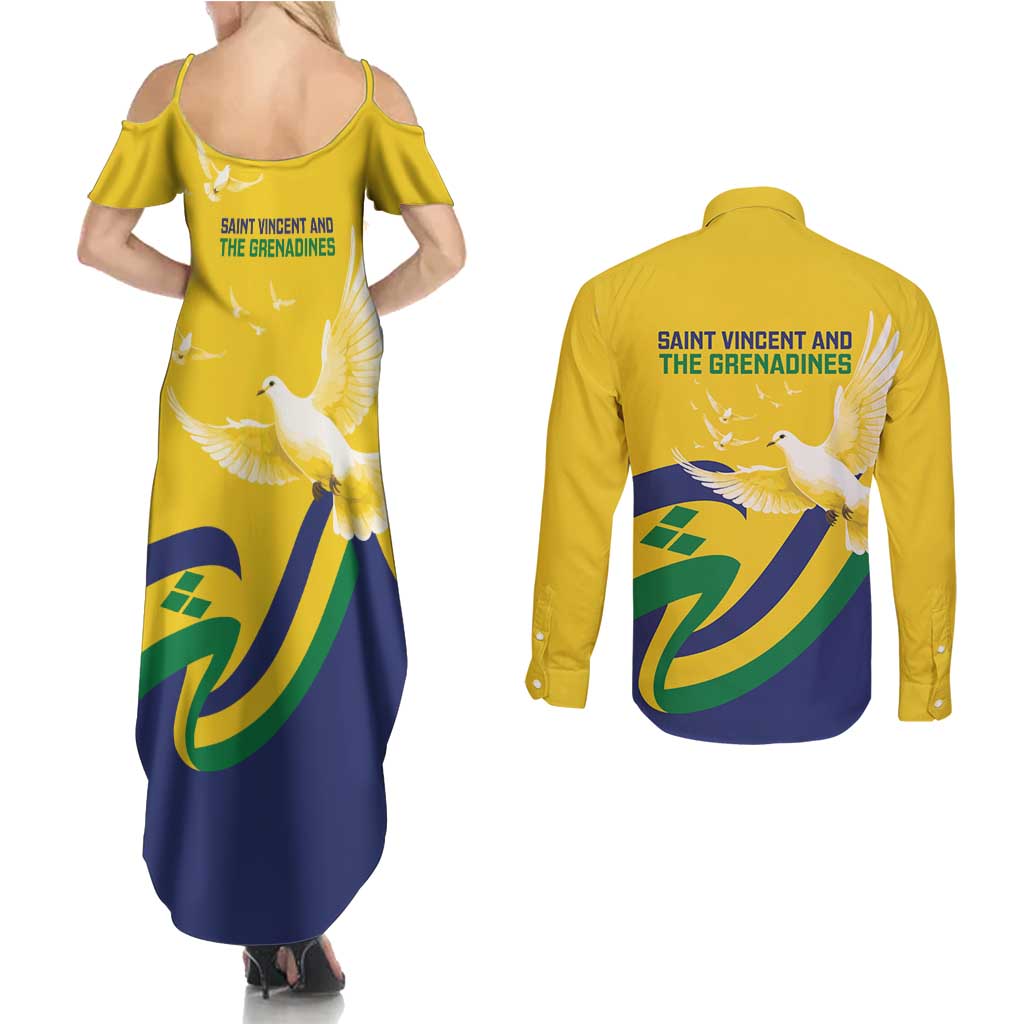 Saint Vincent and the Grenadines Couples Matching Summer Maxi Dress and Long Sleeve Button Shirt Gratitude to the Land Pride Since 1979 - Wonder Print Shop