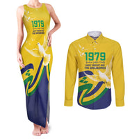Saint Vincent and the Grenadines Couples Matching Tank Maxi Dress and Long Sleeve Button Shirt Gratitude to the Land Pride Since 1979 - Wonder Print Shop
