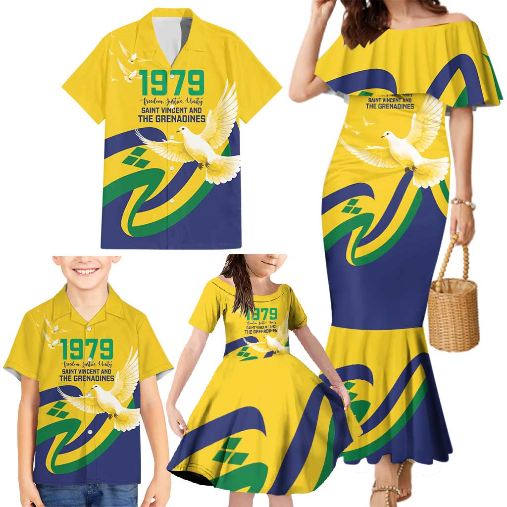 Saint Vincent and the Grenadines Family Matching Mermaid Dress and Hawaiian Shirt Gratitude to the Land Pride Since 1979 - Wonder Print Shop