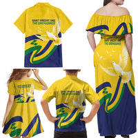 Saint Vincent and the Grenadines Family Matching Off Shoulder Maxi Dress and Hawaiian Shirt Gratitude to the Land Pride Since 1979 - Wonder Print Shop