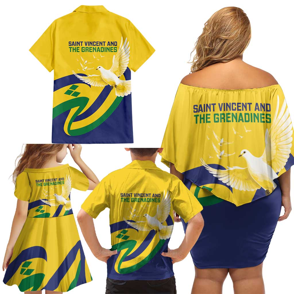 Saint Vincent and the Grenadines Family Matching Off Shoulder Short Dress and Hawaiian Shirt Gratitude to the Land Pride Since 1979 - Wonder Print Shop