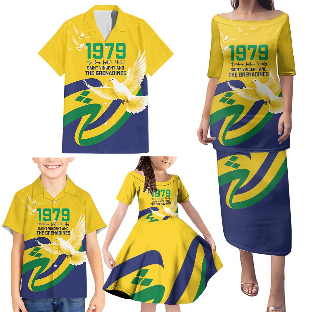 Saint Vincent and the Grenadines Family Matching Puletasi and Hawaiian Shirt Gratitude to the Land Pride Since 1979 - Wonder Print Shop