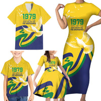 Saint Vincent and the Grenadines Family Matching Short Sleeve Bodycon Dress and Hawaiian Shirt Gratitude to the Land Pride Since 1979 - Wonder Print Shop