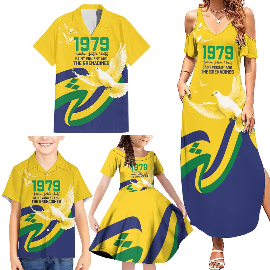 Saint Vincent and the Grenadines Family Matching Summer Maxi Dress and Hawaiian Shirt Gratitude to the Land Pride Since 1979 - Wonder Print Shop