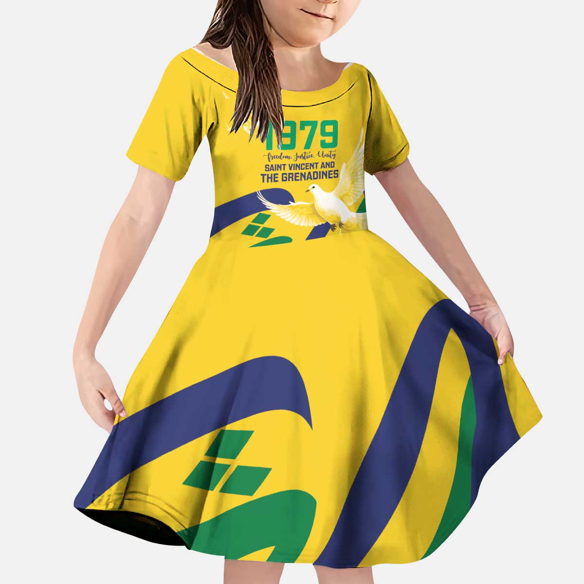 Saint Vincent and the Grenadines Kid Short Sleeve Dress Gratitude to the Land Pride Since 1979 - Wonder Print Shop