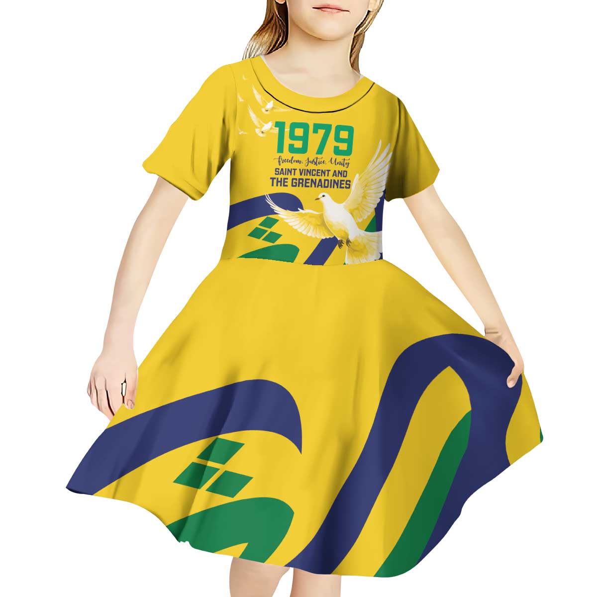 Saint Vincent and the Grenadines Kid Short Sleeve Dress Gratitude to the Land Pride Since 1979 - Wonder Print Shop