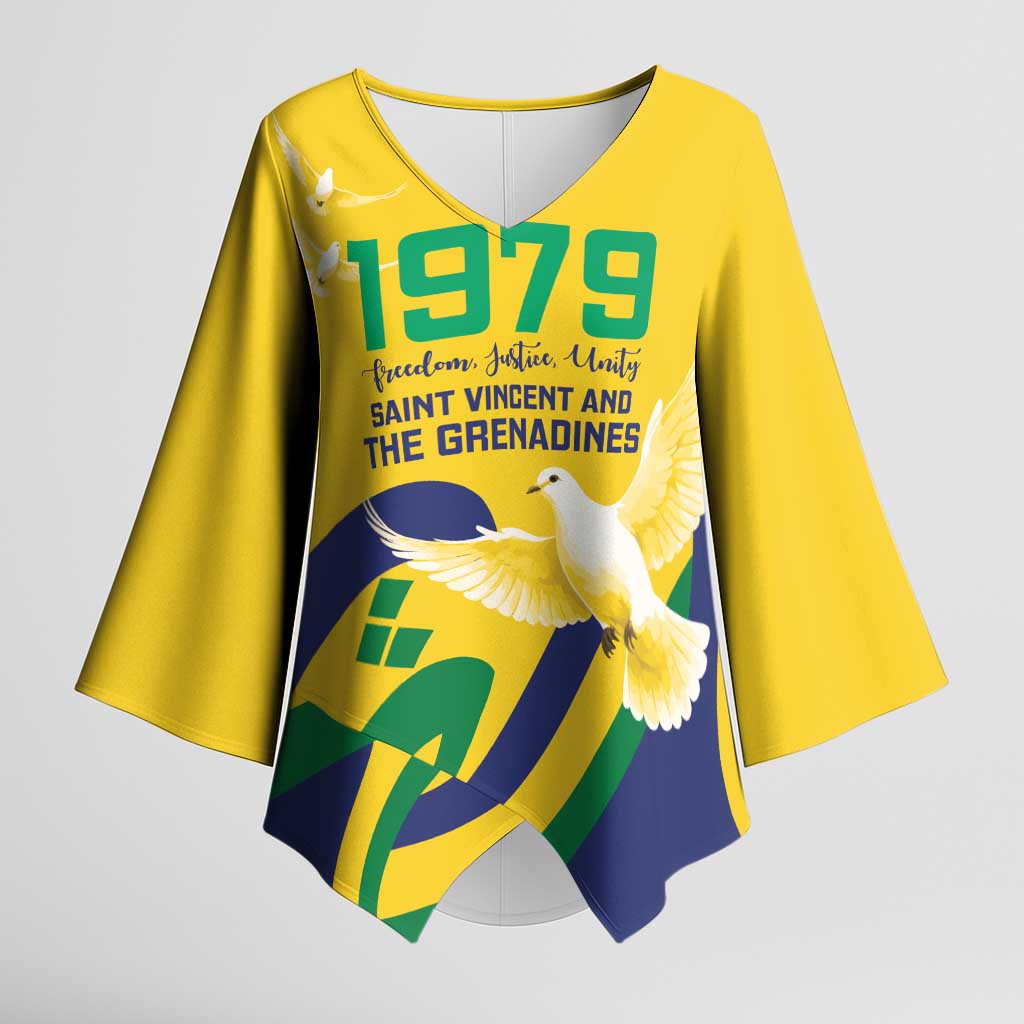 Saint Vincent and the Grenadines Kimono Sleeve Blouse Gratitude to the Land Pride Since 1979 - Wonder Print Shop