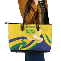 Saint Vincent and the Grenadines Leather Tote Bag Gratitude to the Land Pride Since 1979 - Wonder Print Shop