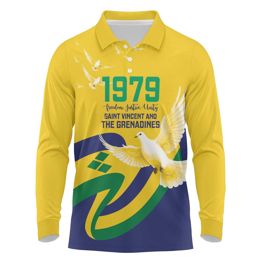 Saint Vincent and the Grenadines Long Sleeve Polo Shirt Gratitude to the Land Pride Since 1979 - Wonder Print Shop