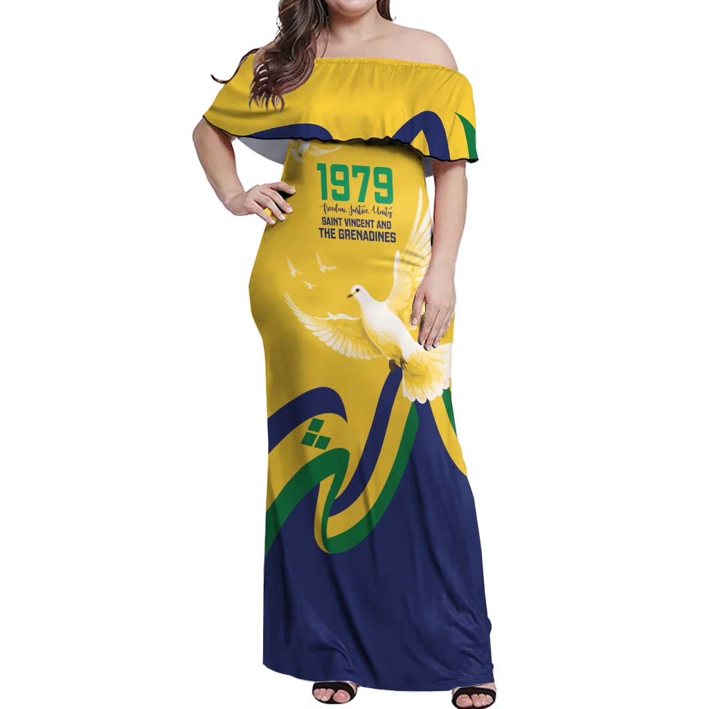 Saint Vincent and the Grenadines Off Shoulder Maxi Dress Gratitude to the Land Pride Since 1979 - Wonder Print Shop