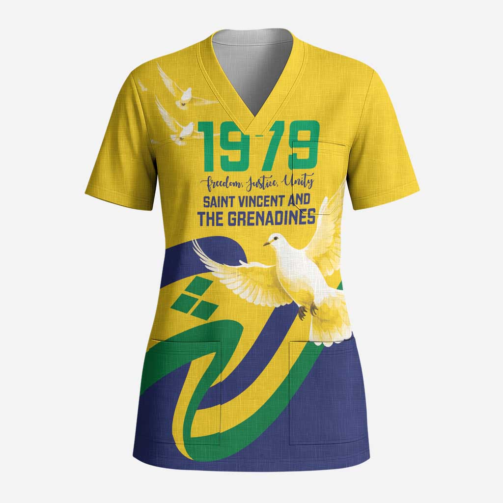 Saint Vincent and the Grenadines Scrub Top Gratitude to the Land Pride Since 1979 - Wonder Print Shop