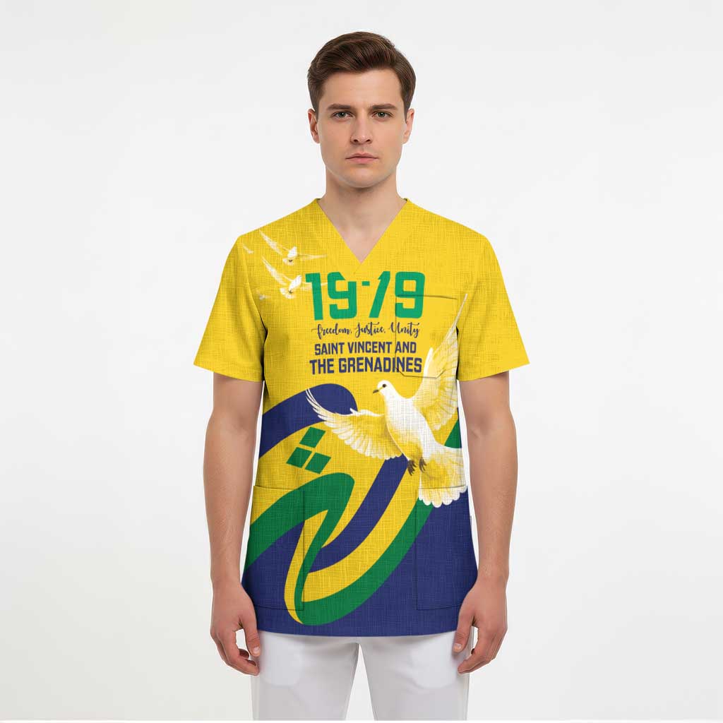 Saint Vincent and the Grenadines Scrub Top Gratitude to the Land Pride Since 1979 - Wonder Print Shop