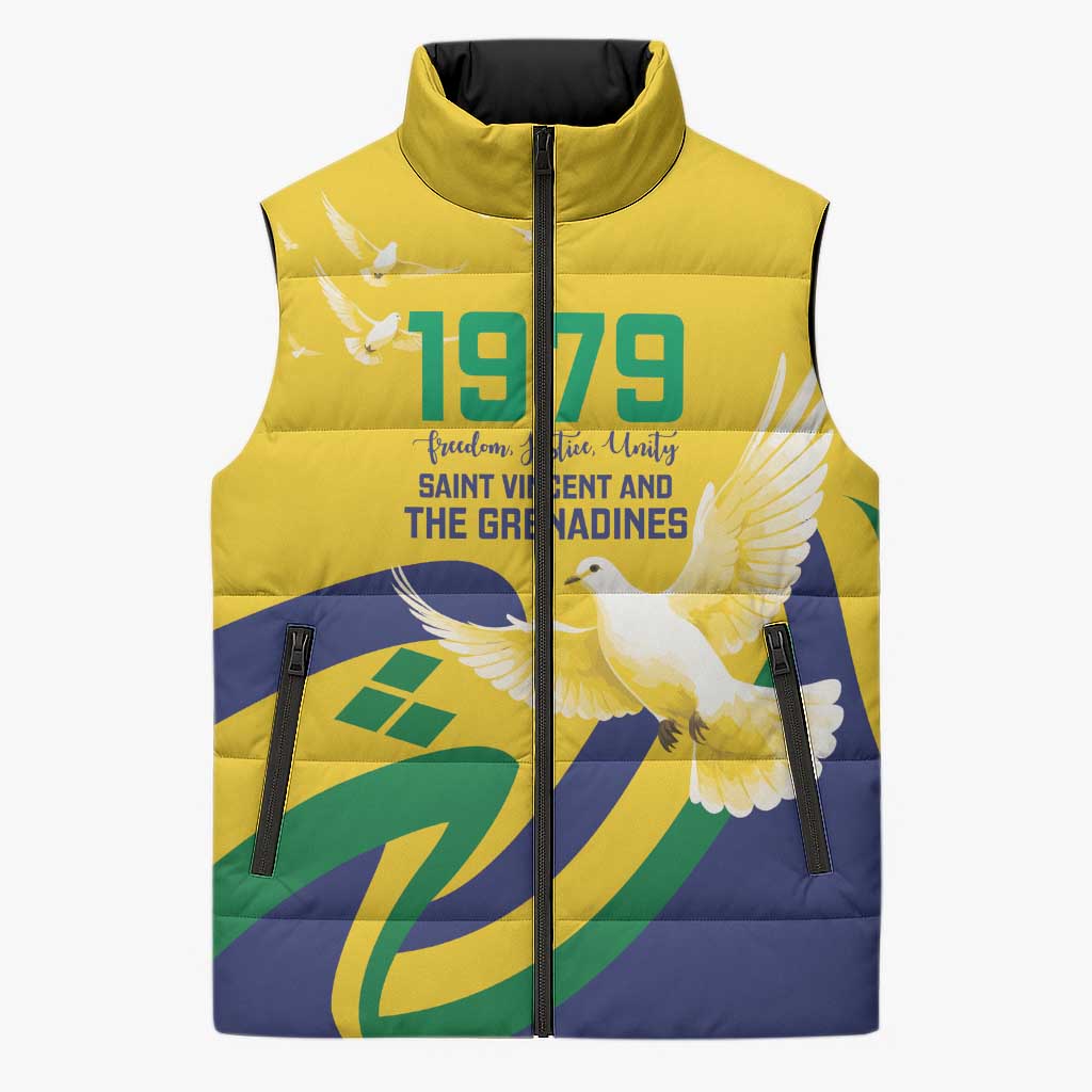 Saint Vincent and the Grenadines Sleeveless Puffer Jacket Gratitude to the Land Pride Since 1979 - Wonder Print Shop