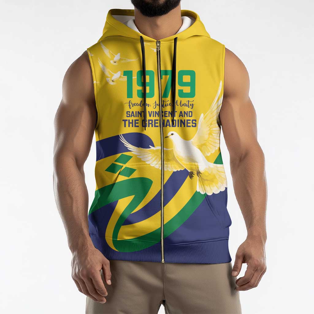 Saint Vincent and the Grenadines Sleeveless Zip Hoodie Gratitude to the Land Pride Since 1979 - Wonder Print Shop