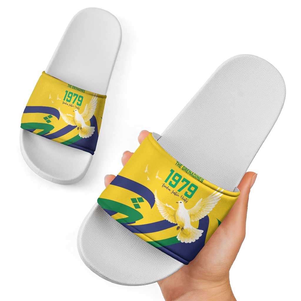 Saint Vincent and the Grenadines Slide Sandals Gratitude to the Land Pride Since 1979 - Wonder Print Shop