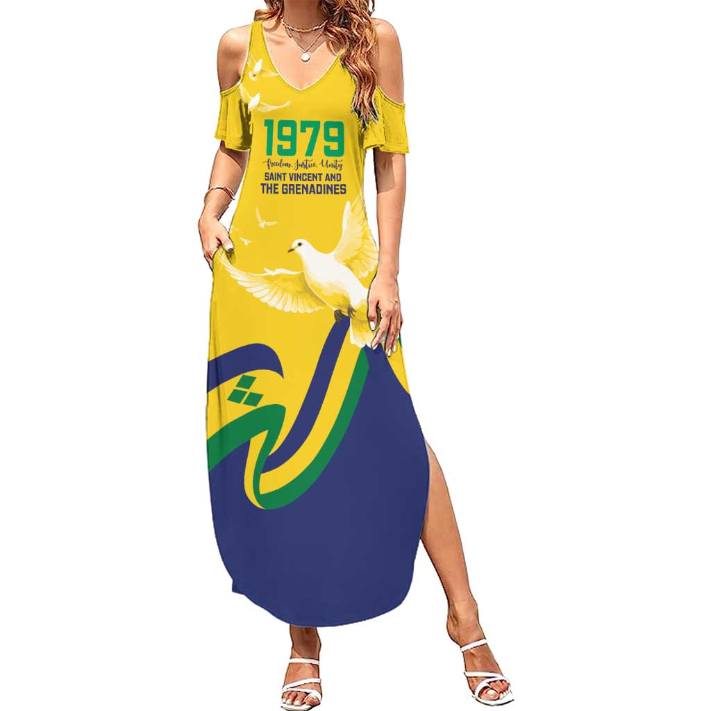 Saint Vincent and the Grenadines Summer Maxi Dress Gratitude to the Land Pride Since 1979 - Wonder Print Shop