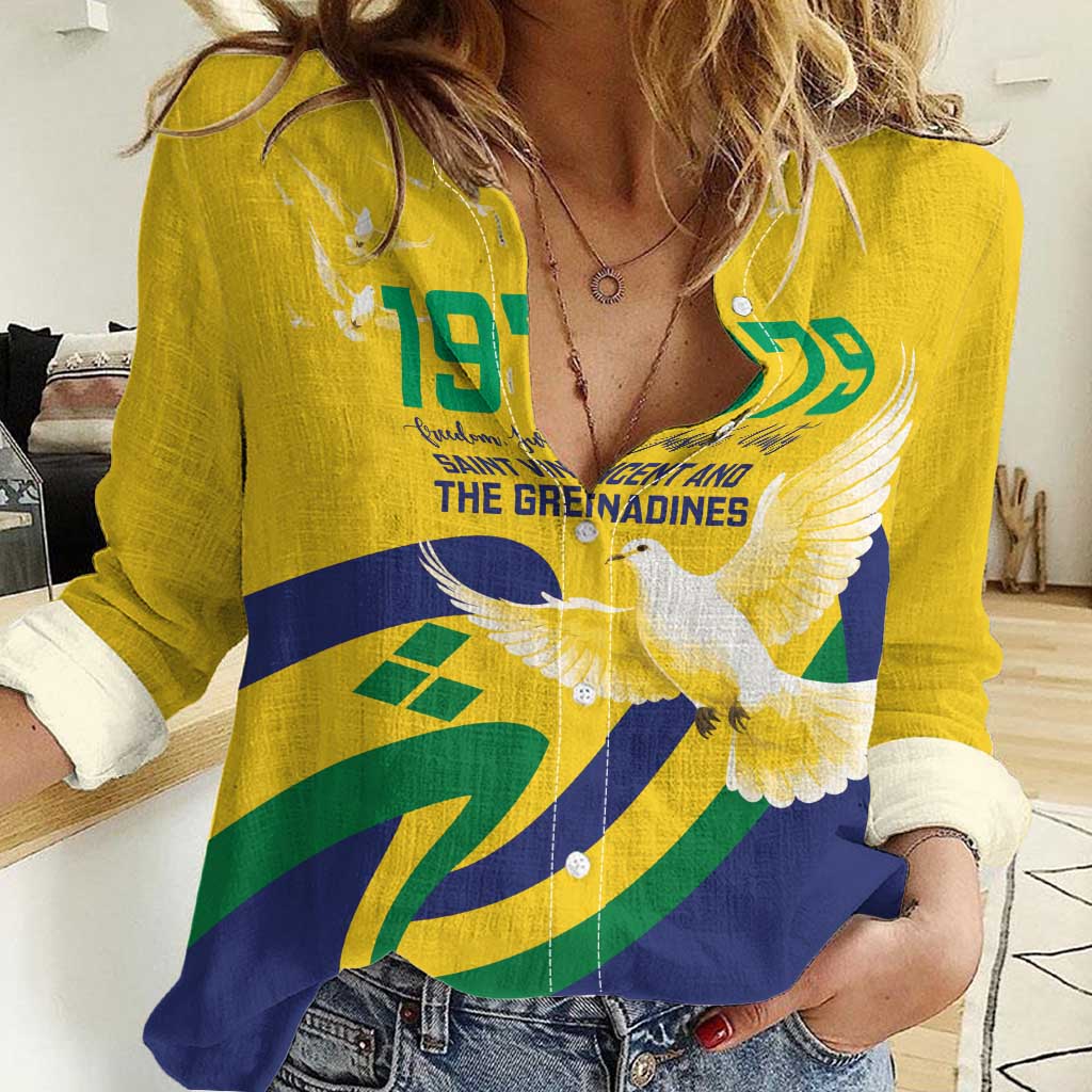 Saint Vincent and the Grenadines Women Casual Shirt Gratitude to the Land Pride Since 1979 - Wonder Print Shop