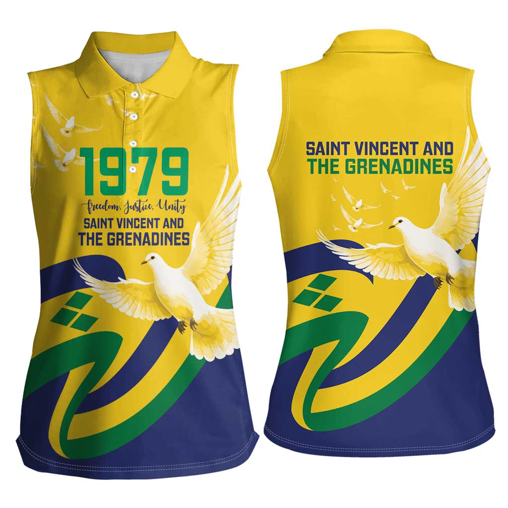 Saint Vincent and the Grenadines Women Sleeveless Polo Shirt Gratitude to the Land Pride Since 1979 - Wonder Print Shop