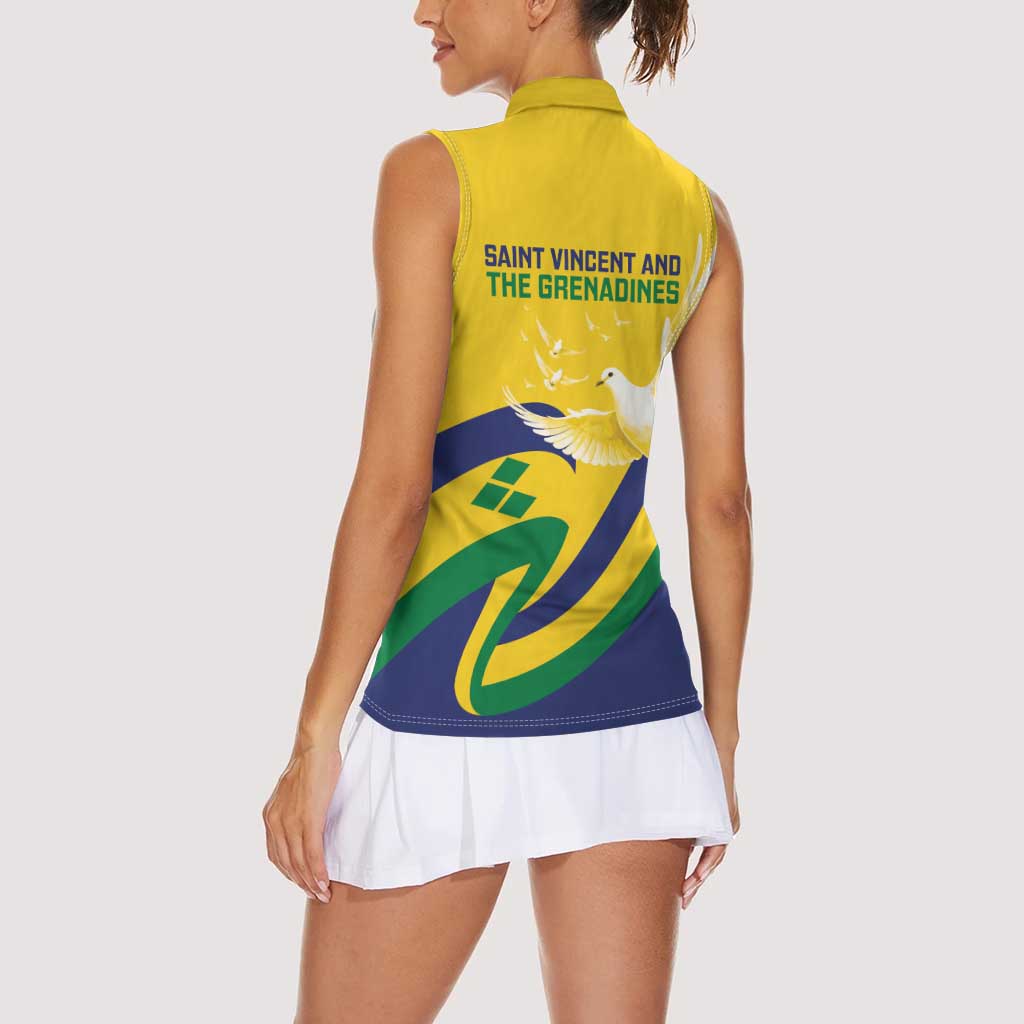 Saint Vincent and the Grenadines Women Sleeveless Polo Shirt Gratitude to the Land Pride Since 1979 - Wonder Print Shop