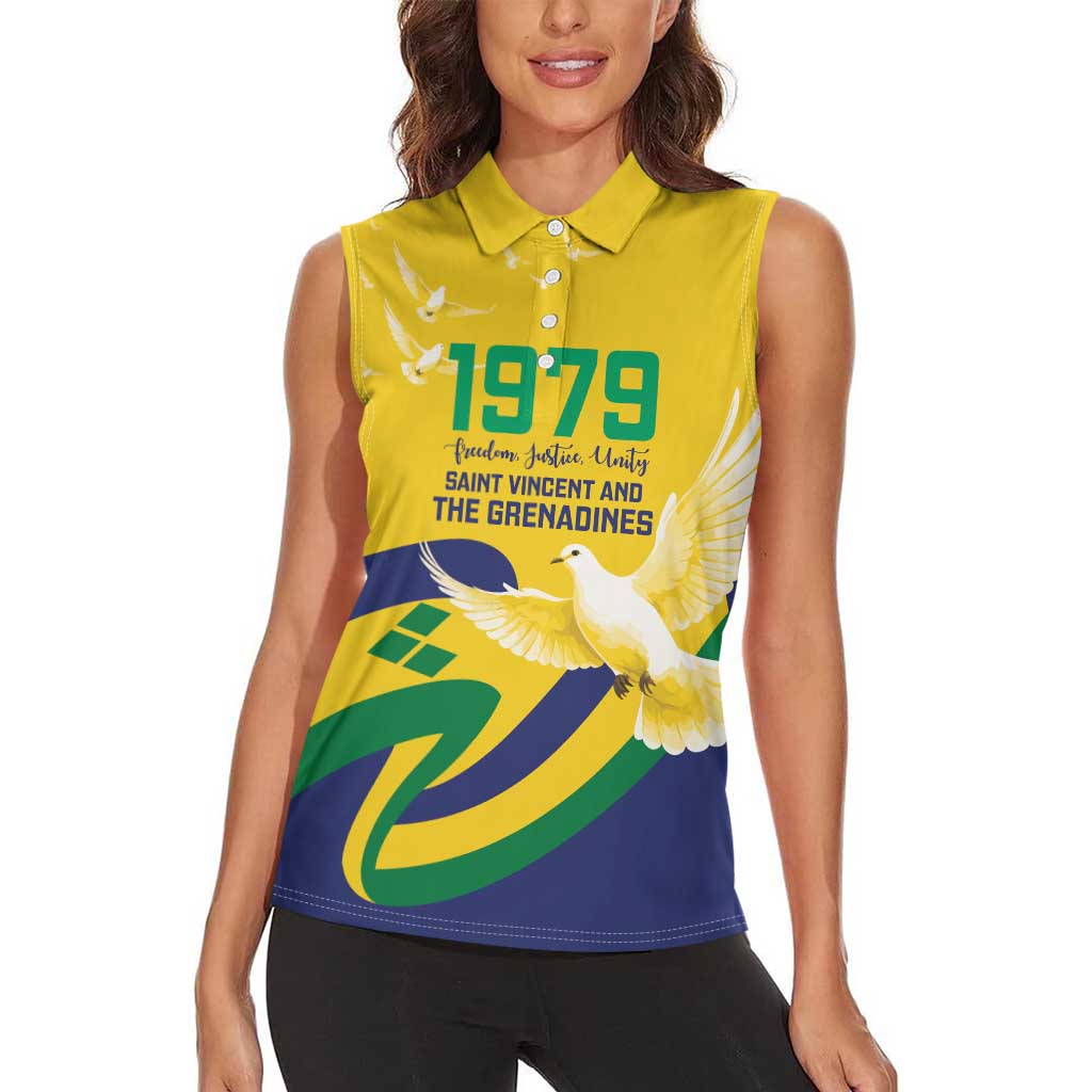 Saint Vincent and the Grenadines Women Sleeveless Polo Shirt Gratitude to the Land Pride Since 1979 - Wonder Print Shop