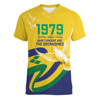 Saint Vincent and the Grenadines Women V-Neck T-Shirt Gratitude to the Land Pride Since 1979 - Wonder Print Shop