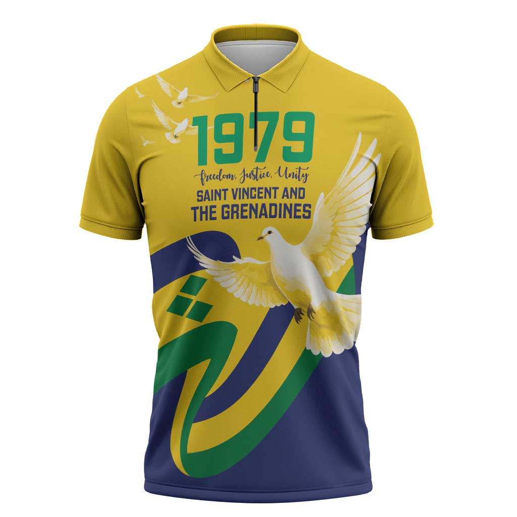 Saint Vincent and the Grenadines Zipper Polo Shirt Gratitude to the Land Pride Since 1979 - Wonder Print Shop