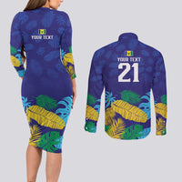Saint Vincent Land So Beautiful Couples Matching Long Sleeve Bodycon Dress and Long Sleeve Button Shirt Tropical Vibes - Wonder Print Shop
