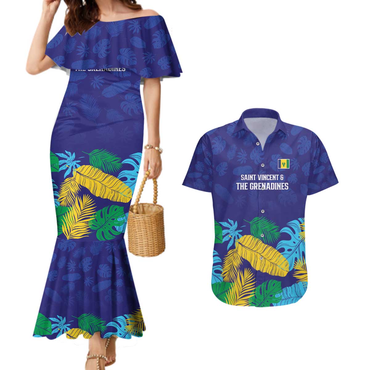 Saint Vincent Land So Beautiful Couples Matching Mermaid Dress and Hawaiian Shirt Tropical Vibes - Wonder Print Shop