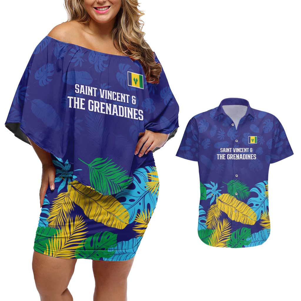 Saint Vincent Land So Beautiful Couples Matching Off Shoulder Short Dress and Hawaiian Shirt Tropical Vibes - Wonder Print Shop