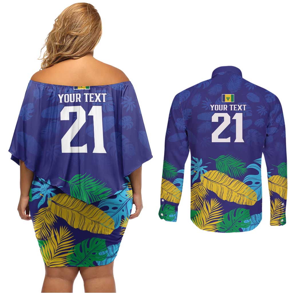 Saint Vincent Land So Beautiful Couples Matching Off Shoulder Short Dress and Long Sleeve Button Shirt Tropical Vibes - Wonder Print Shop
