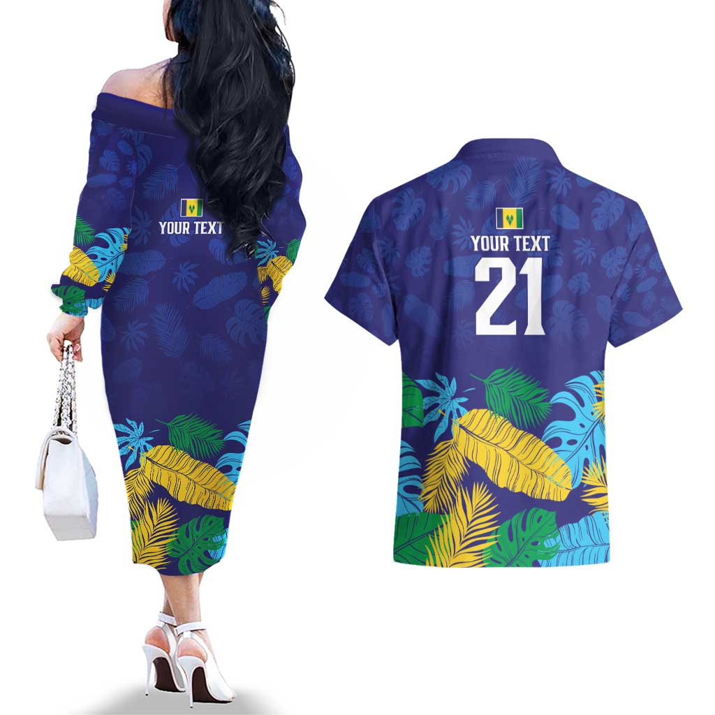 Saint Vincent Land So Beautiful Couples Matching Off The Shoulder Long Sleeve Dress and Hawaiian Shirt Tropical Vibes - Wonder Print Shop