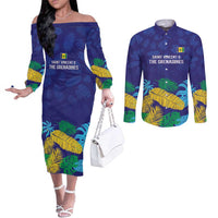 Saint Vincent Land So Beautiful Couples Matching Off The Shoulder Long Sleeve Dress and Long Sleeve Button Shirt Tropical Vibes - Wonder Print Shop