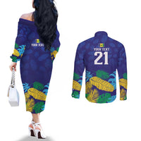 Saint Vincent Land So Beautiful Couples Matching Off The Shoulder Long Sleeve Dress and Long Sleeve Button Shirt Tropical Vibes - Wonder Print Shop