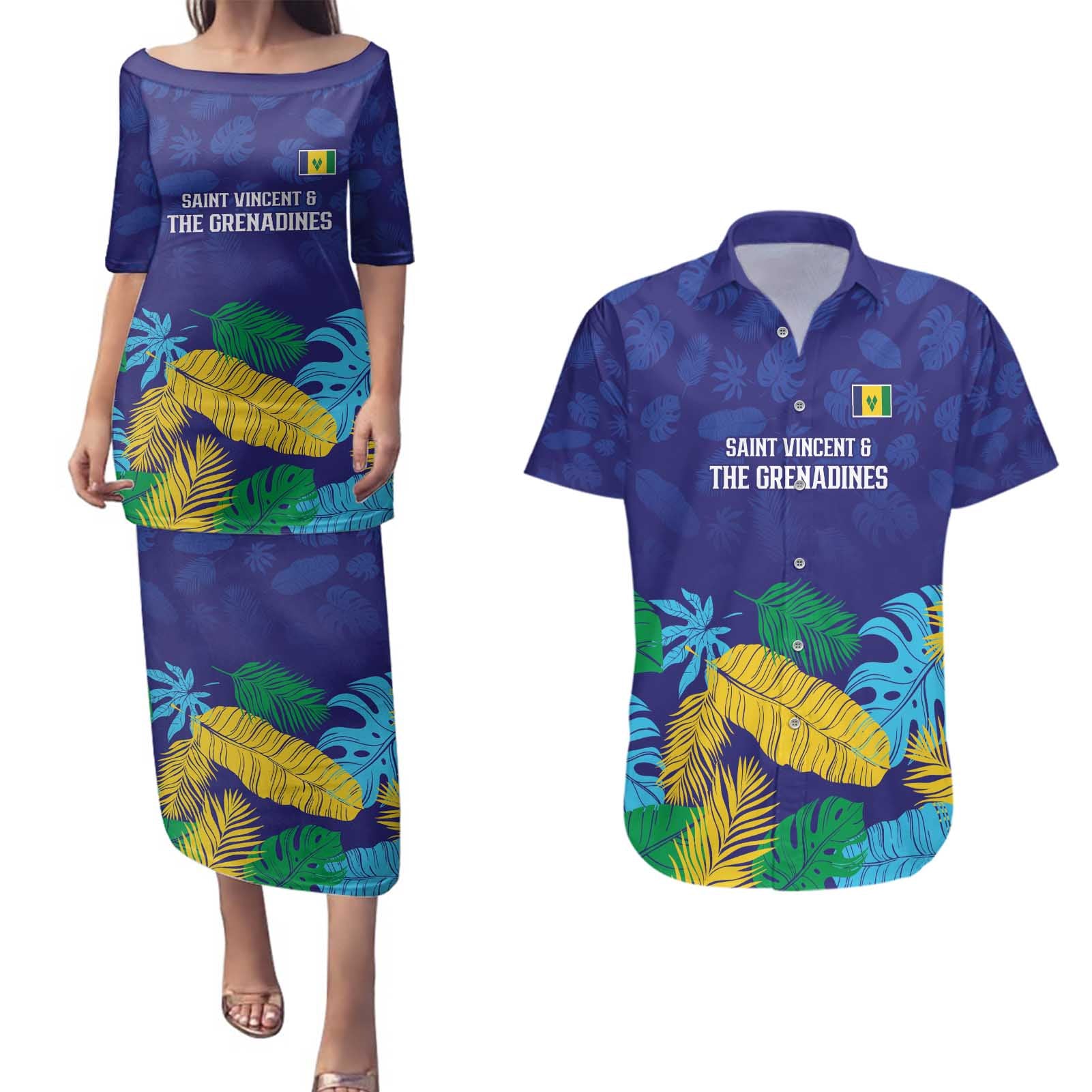 Saint Vincent Land So Beautiful Couples Matching Puletasi and Hawaiian Shirt Tropical Vibes - Wonder Print Shop