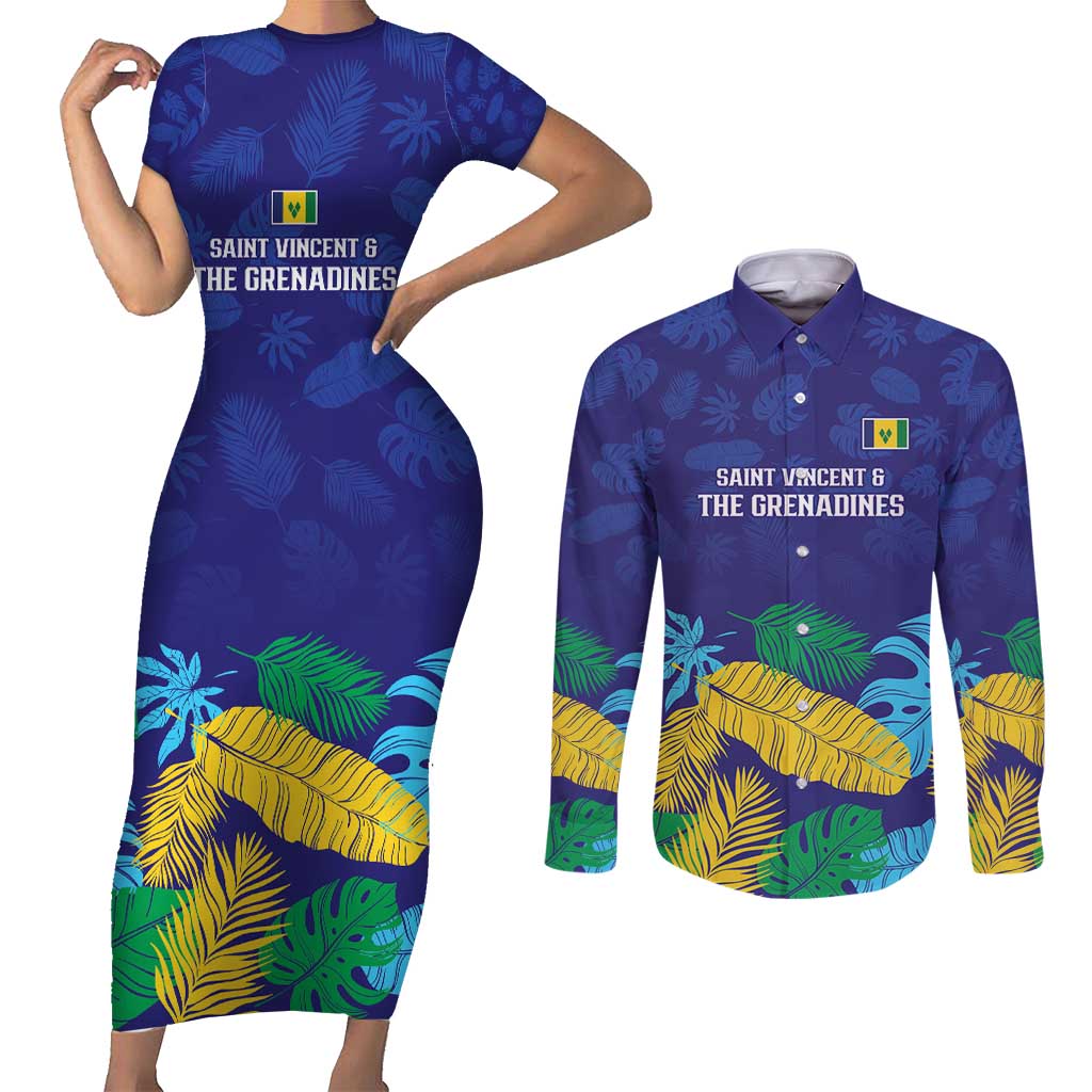 Saint Vincent Land So Beautiful Couples Matching Short Sleeve Bodycon Dress and Long Sleeve Button Shirt Tropical Vibes - Wonder Print Shop